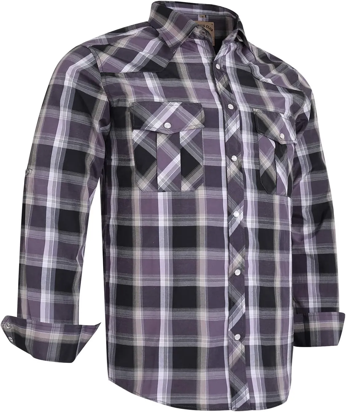 COEVALS CLUB Men's Western Pearl Snap Button Up Casual Cowboy Long Sleeve Two Pockets Work Shirts