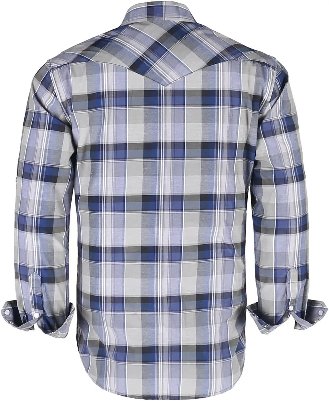 COEVALS CLUB Men's Western Pearl Snap Button Up Casual Cowboy Long Sleeve Two Pockets Work Shirts