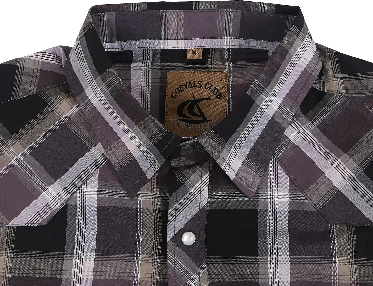 COEVALS CLUB Men's Western Pearl Snap Button Up Casual Cowboy Long Sleeve Two Pockets Work Shirts