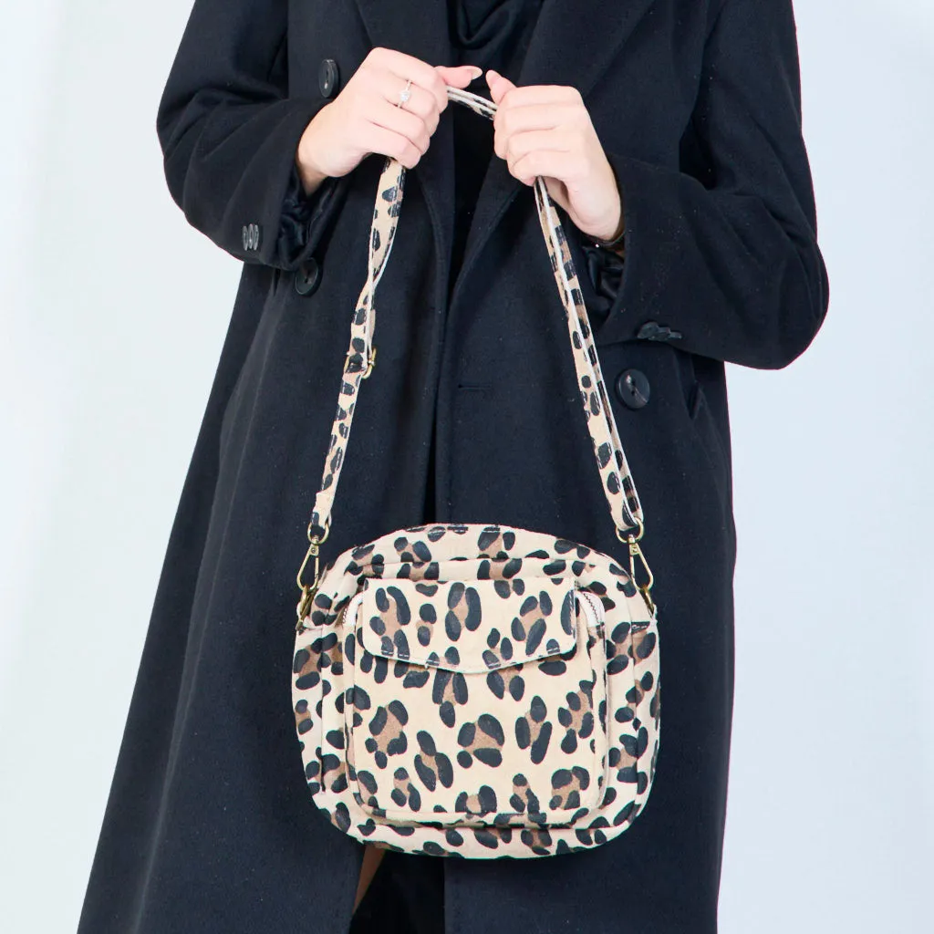 Compact leopard print crossbody bags wholesale