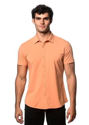 CORAL SPICE SOLID COTTON STRETCH KNIT JERSEY SHORT SLEEVE SHIRT ST-963