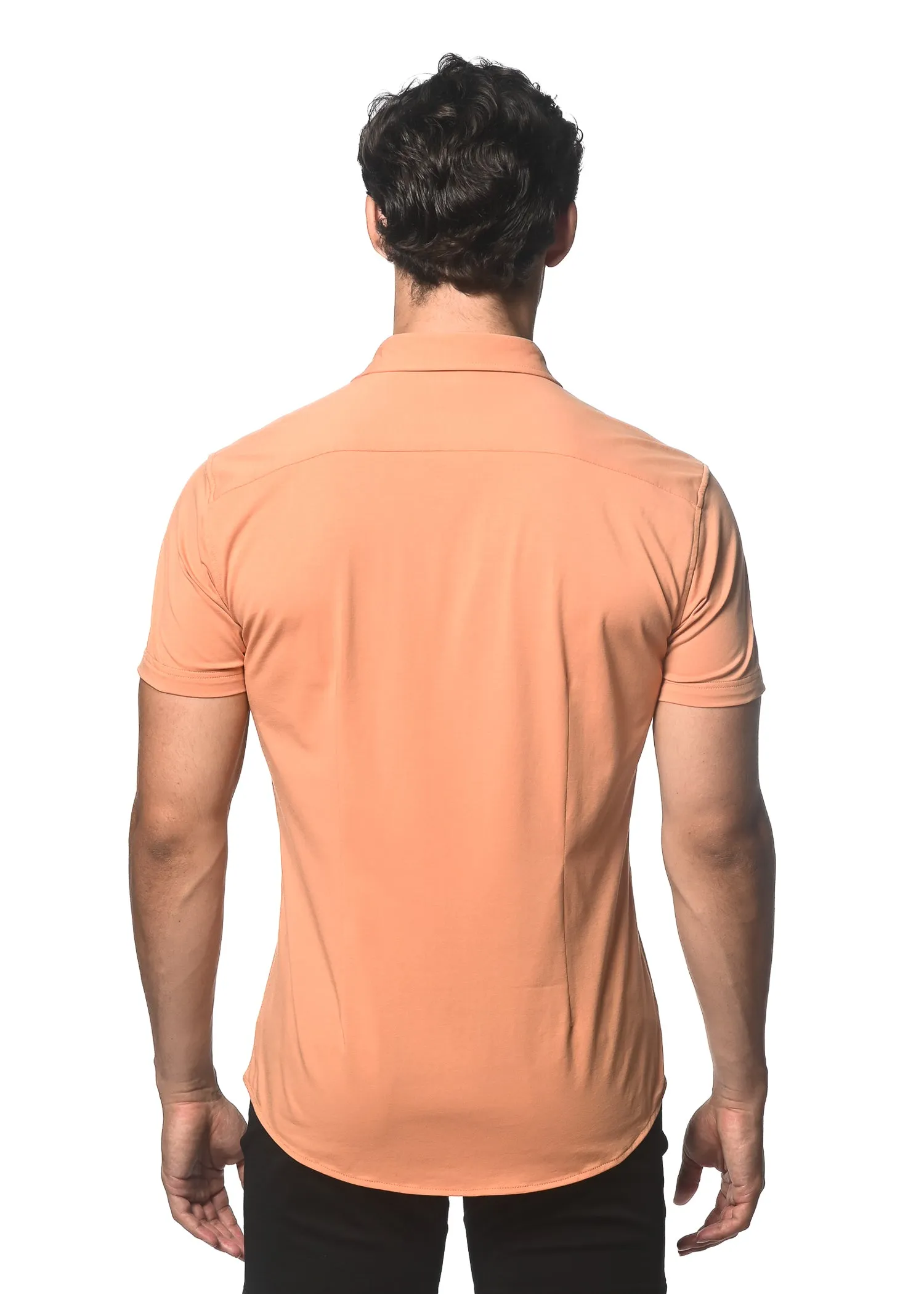 CORAL SPICE SOLID COTTON STRETCH KNIT JERSEY SHORT SLEEVE SHIRT ST-963