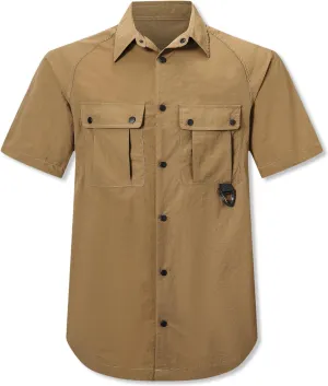 Cromoncent Men's Western Snap Short Sleeve Shirt Casual Two Pockets Quick Dry Waterproof Work Shirts