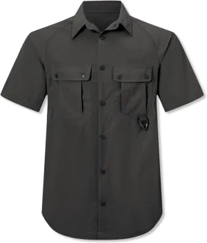 Cromoncent Men's Western Snap Short Sleeve Shirt Casual Two Pockets Quick Dry Waterproof Work Shirts