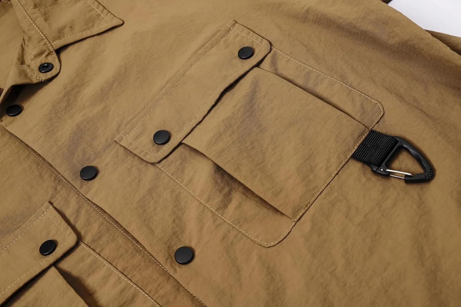 Cromoncent Men's Western Snap Short Sleeve Shirt Casual Two Pockets Quick Dry Waterproof Work Shirts