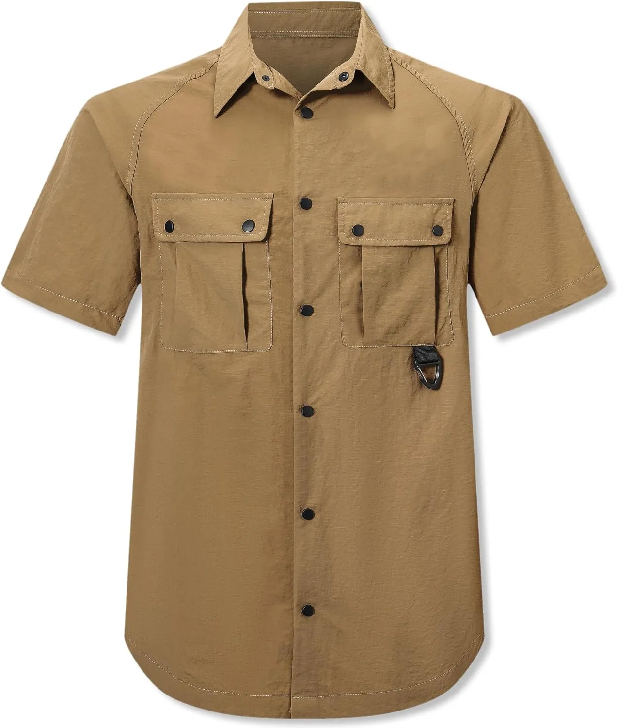Cromoncent Men's Western Snap Short Sleeve Shirt Casual Two Pockets Quick Dry Waterproof Work Shirts
