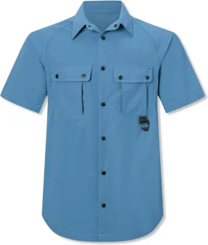 Cromoncent Men's Western Snap Short Sleeve Shirt Casual Two Pockets Quick Dry Waterproof Work Shirts