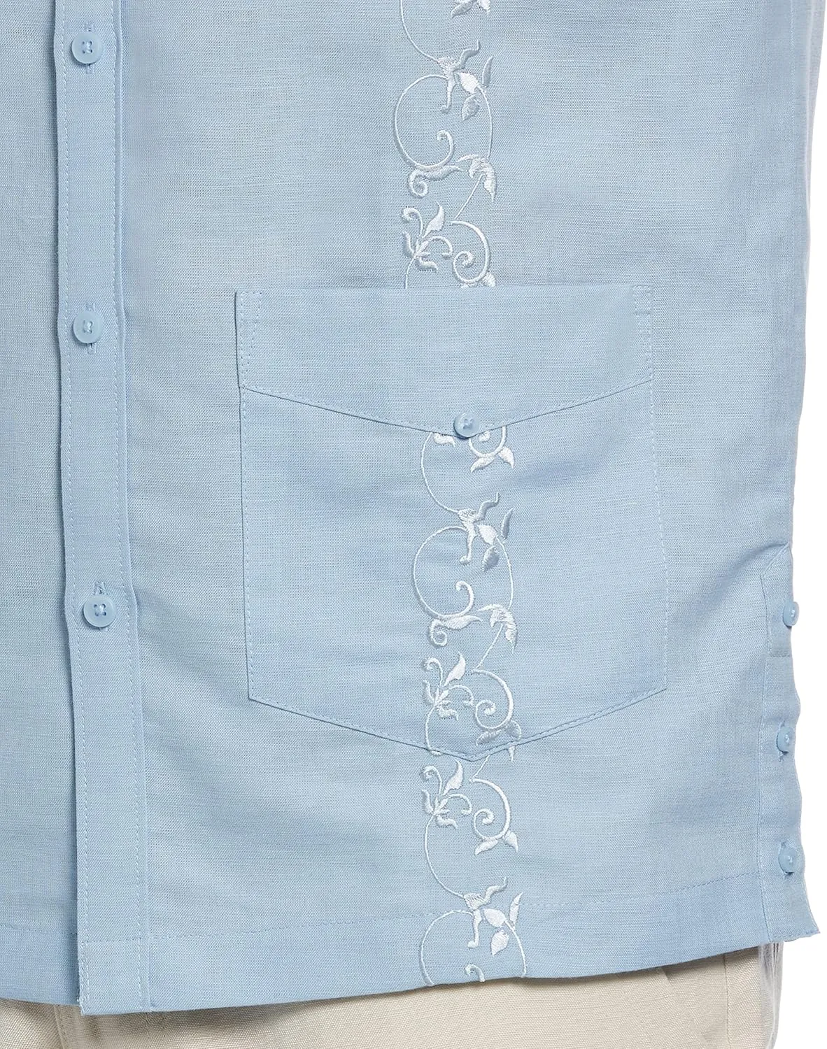 Cubavera Men's Linen Blend Tonal Embroidery Short Sleeve Guayabera Shirt