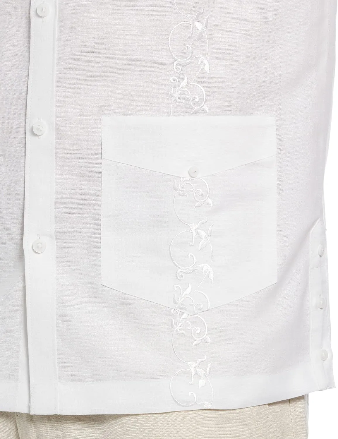 Cubavera Men's Linen Blend Tonal Embroidery Short Sleeve Guayabera Shirt
