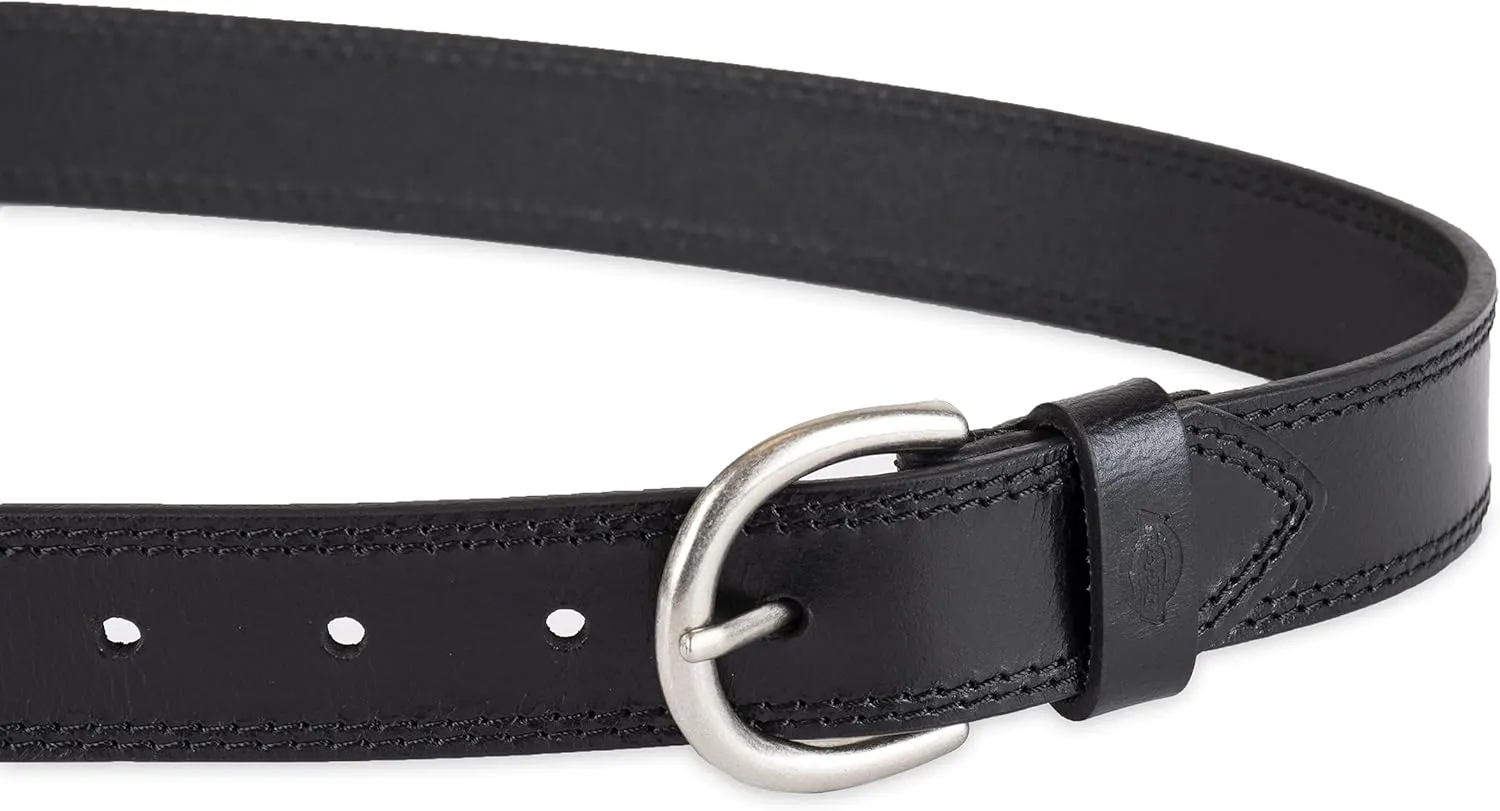 Dickies Women's Casual Leather Jean Workwear Belt with Round Harness Buckle
