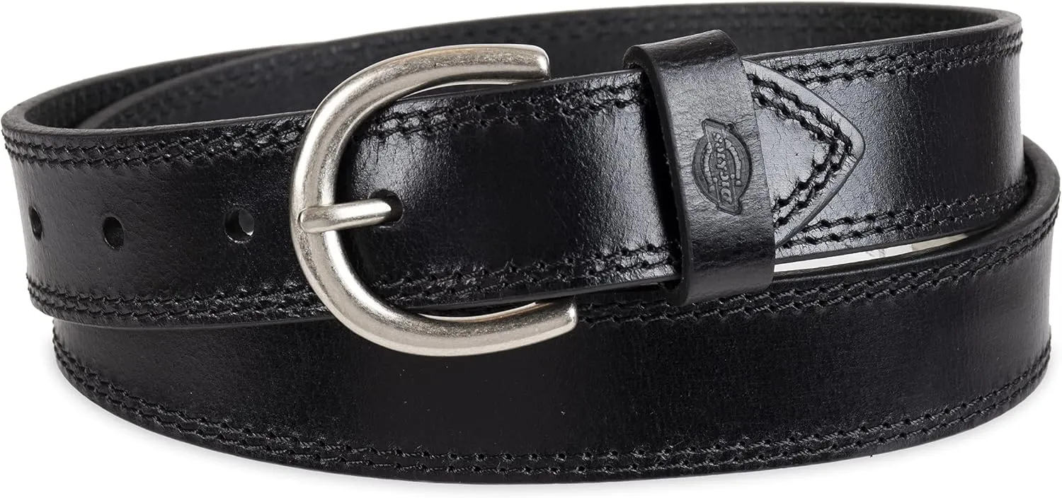 Dickies Women's Casual Leather Jean Workwear Belt with Round Harness Buckle