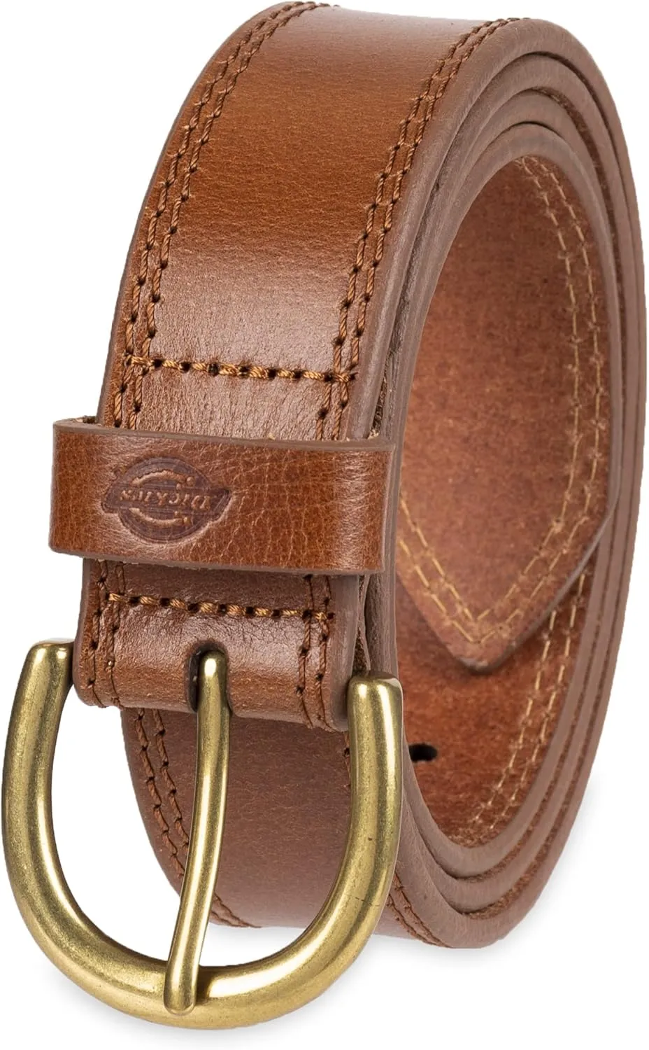Dickies Women's Casual Leather Jean Workwear Belt with Round Harness Buckle