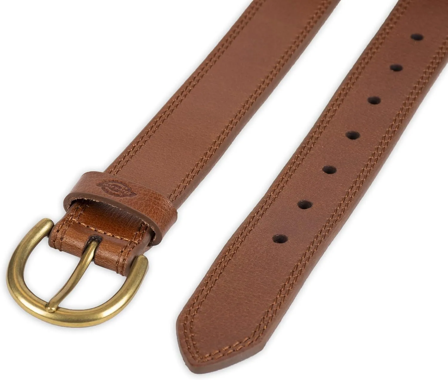 Dickies Women's Casual Leather Jean Workwear Belt with Round Harness Buckle
