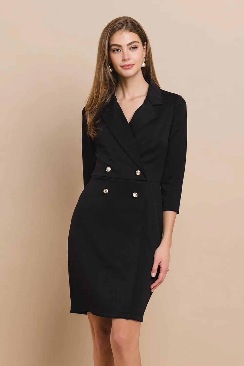 Double Buttons Blazer Style Scuba Mini Dress