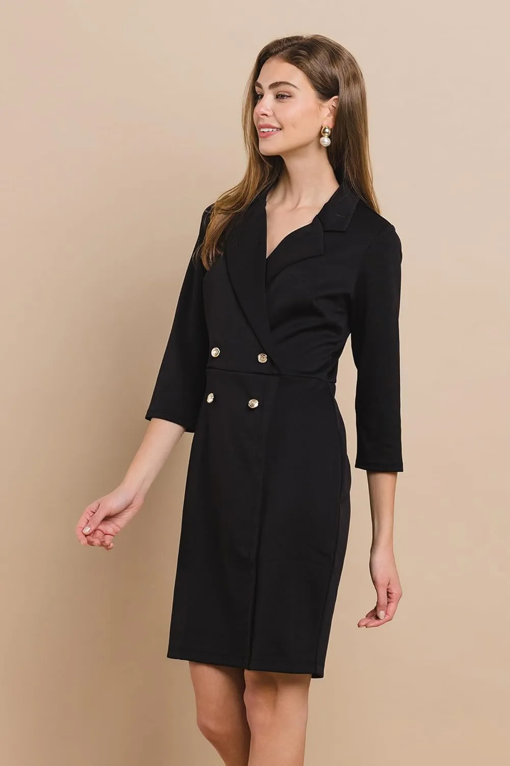 Double Buttons Blazer Style Scuba Mini Dress