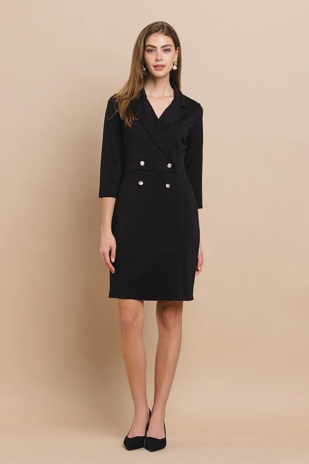 Double Buttons Blazer Style Scuba Mini Dress