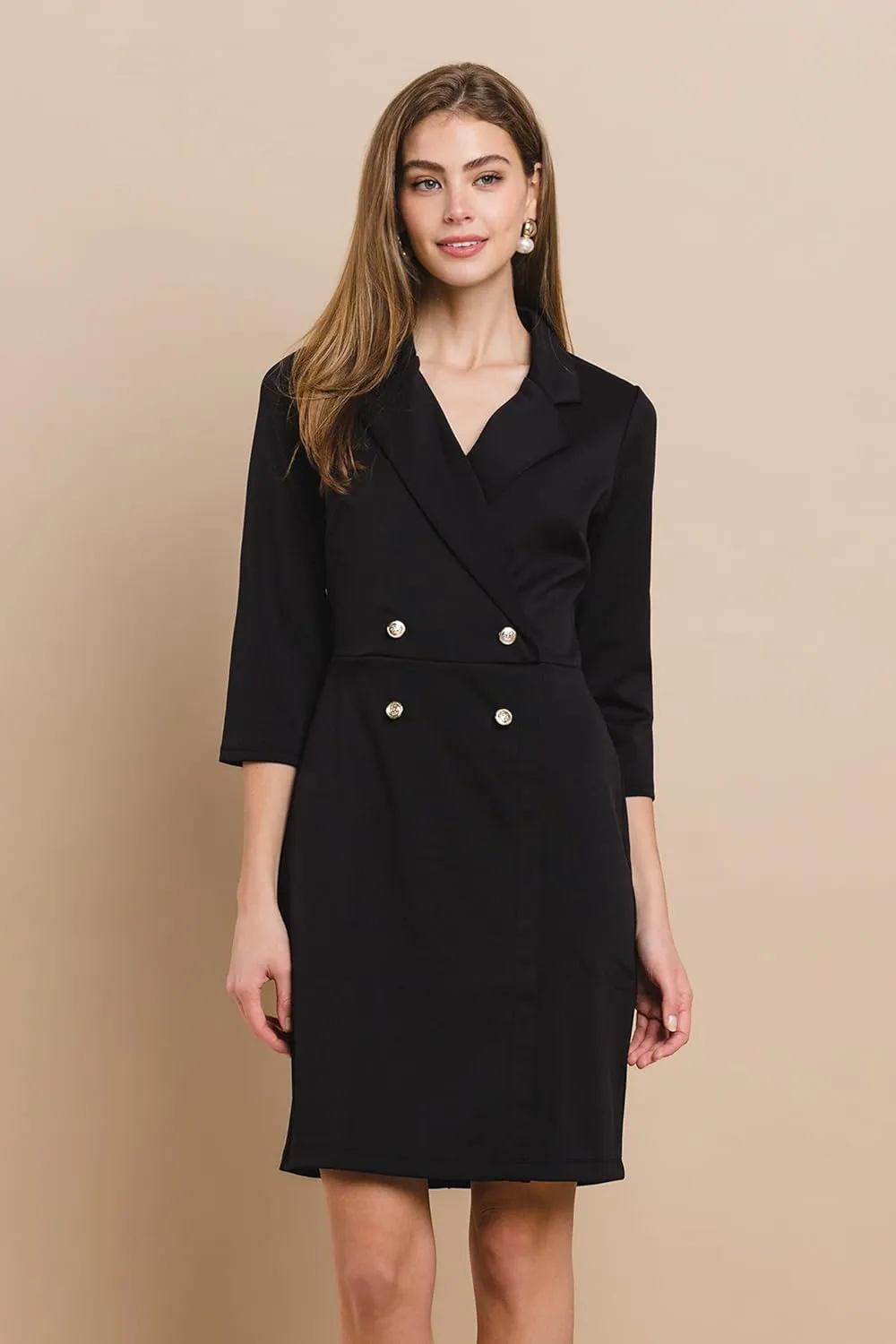 Double Buttons Blazer Style Scuba Mini Dress