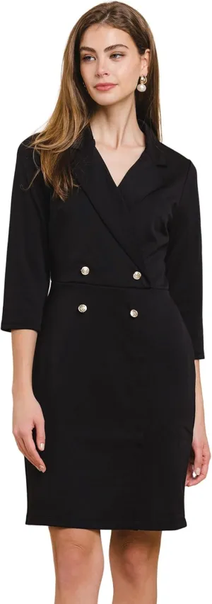 Double Buttons Blazer Style Scuba Mini Dress