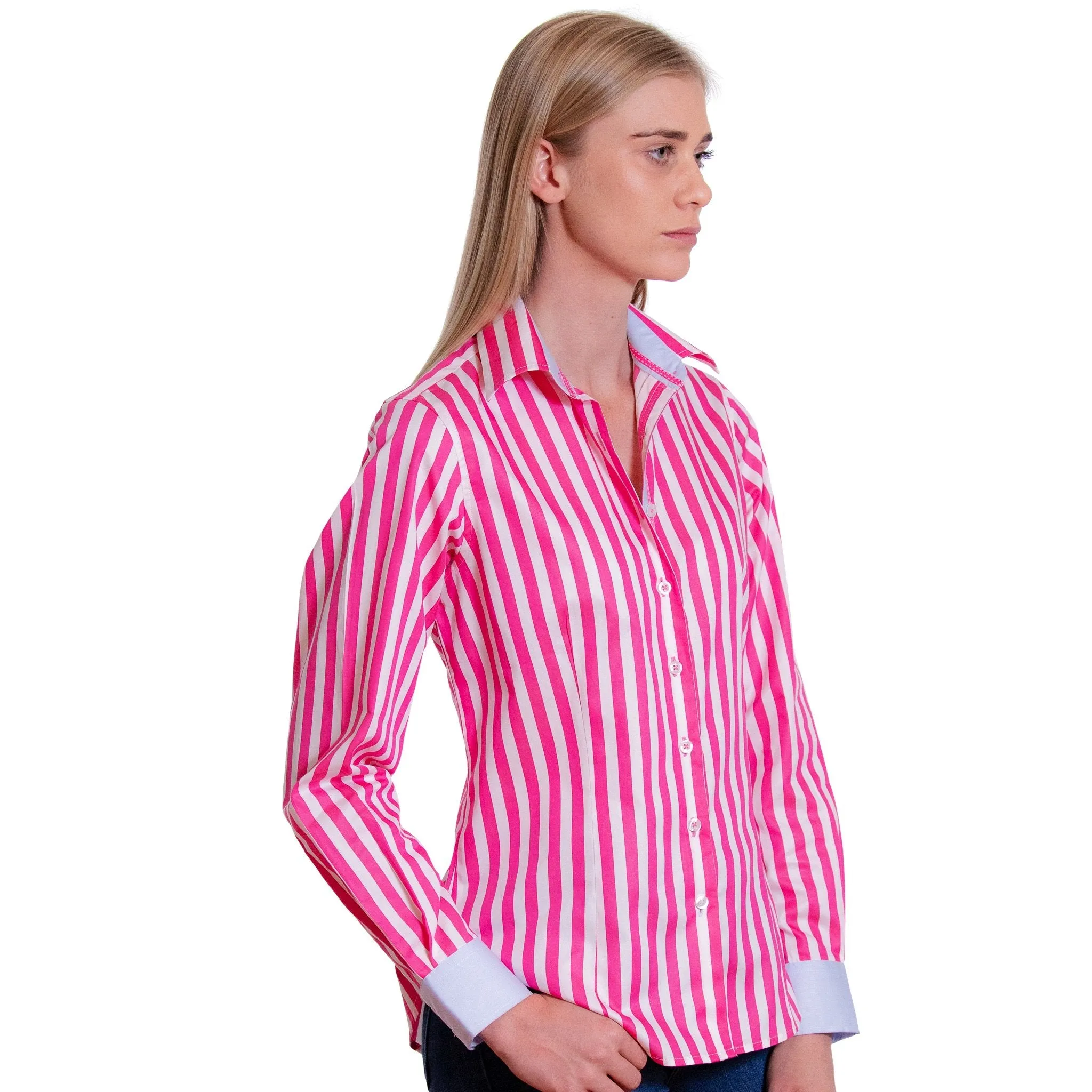 Elly X-Thick Fuchsia Stripe w. Blue Trim