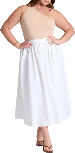 ELOQUII Elements Women's Plus Size Midi Poplin Skirt