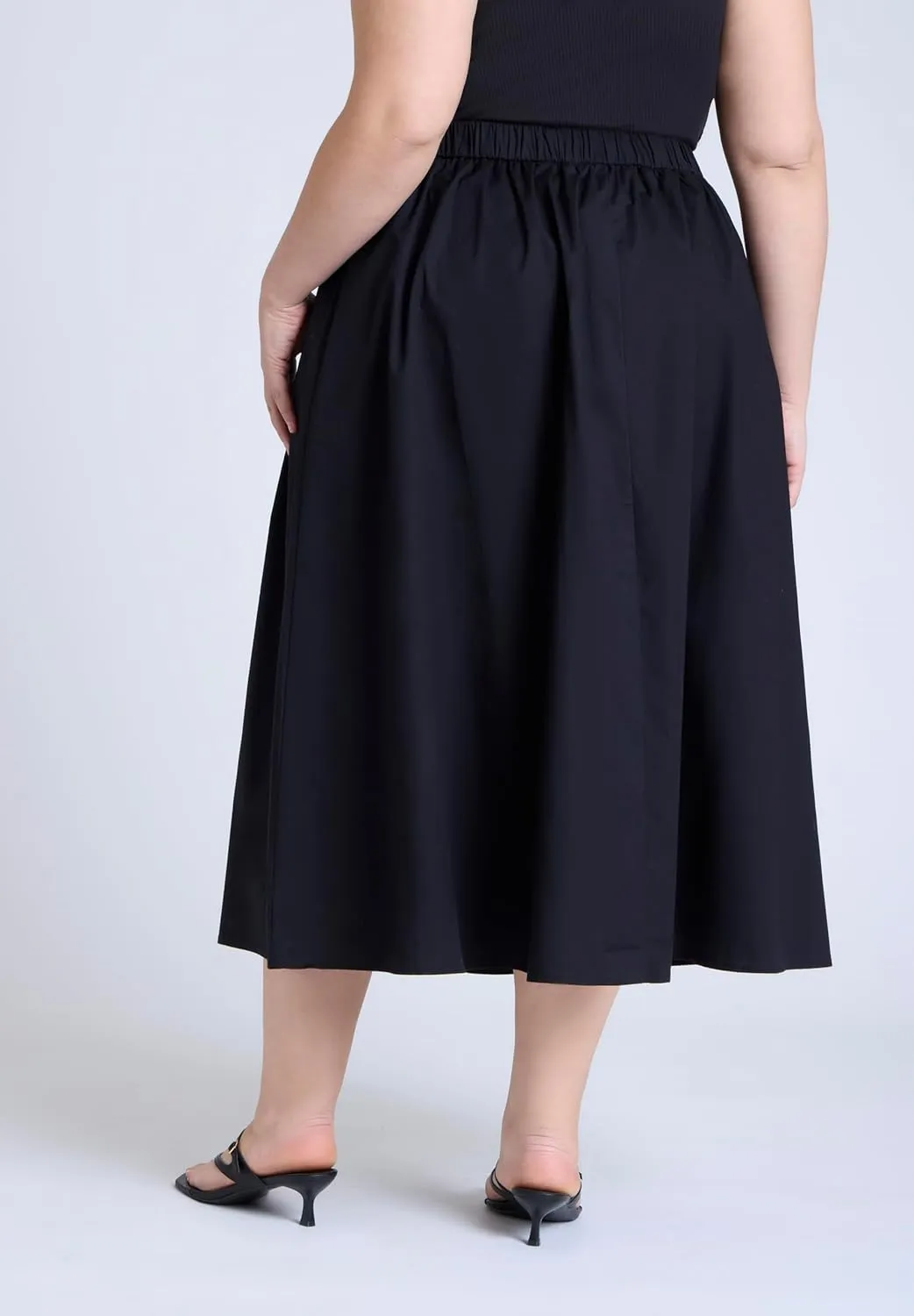 ELOQUII Elements Women's Plus Size Midi Poplin Skirt