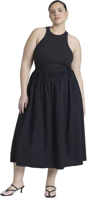 ELOQUII Elements Women's Plus Size Midi Poplin Skirt