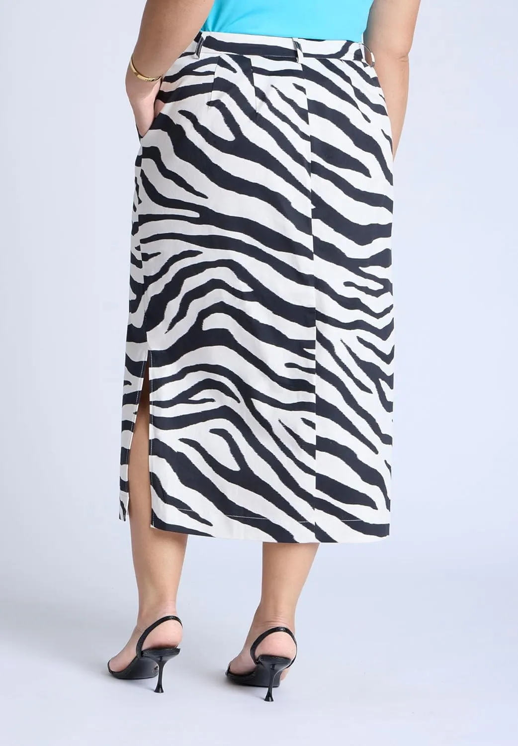 ELOQUII Women's Plus Size Printed Midi Skirt