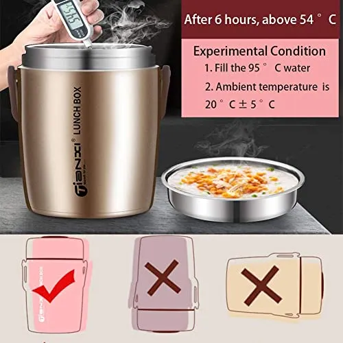 Food,3 Layers Vacuum Insulated Stainless Steel Food Jar,2L Leak Proof Soup Food es for Kids and Adults
