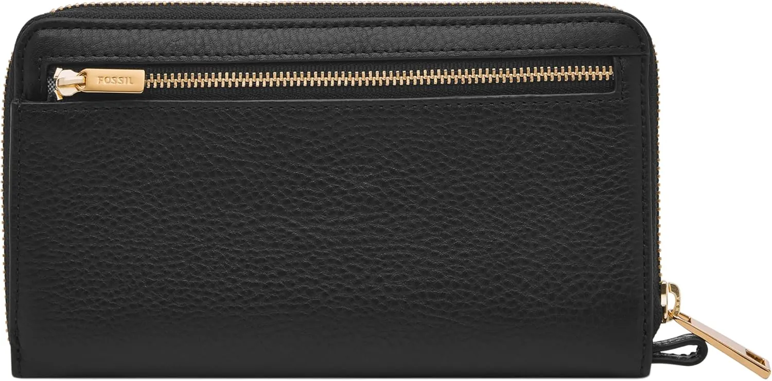 Fossil Women's Liza Leather Zip Around Clutch Wallet with Wristlet Strap