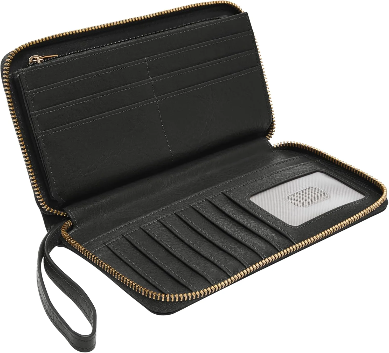 Fossil Women's Liza Leather Zip Around Clutch Wallet with Wristlet Strap
