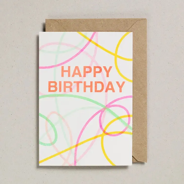 Happy Birthday Streamers Riso Card