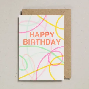 Happy Birthday Streamers Riso Card