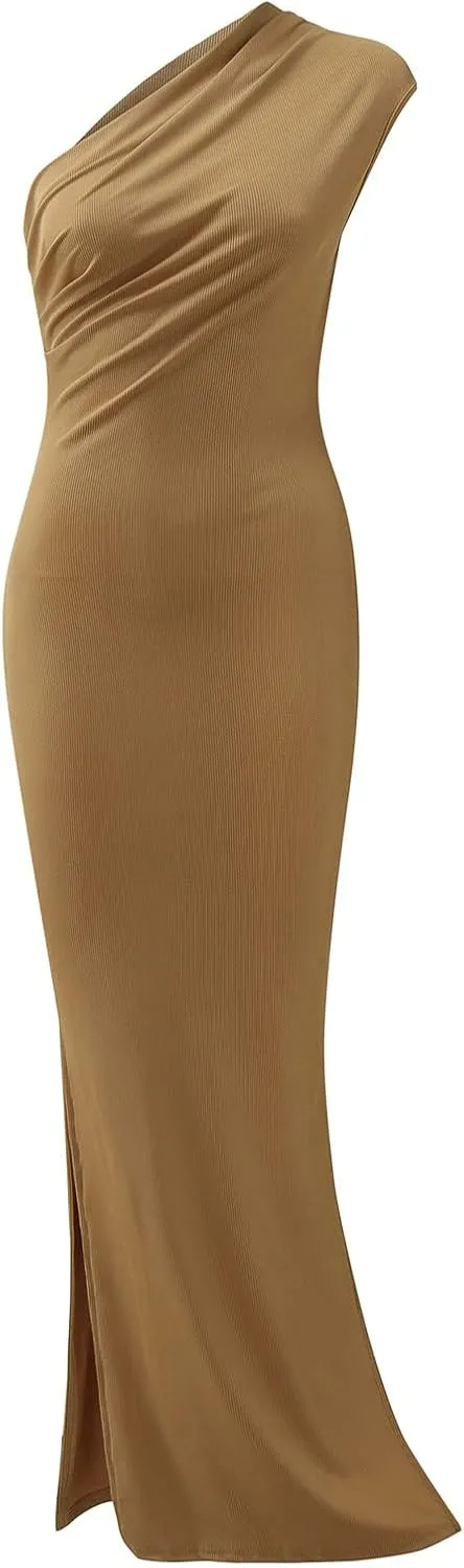 HGOOGY Plus Size Summer Dresses Oversized Women Sexy Dress One Off Shoulder Sleeveless Dress Cotton Midi Dress