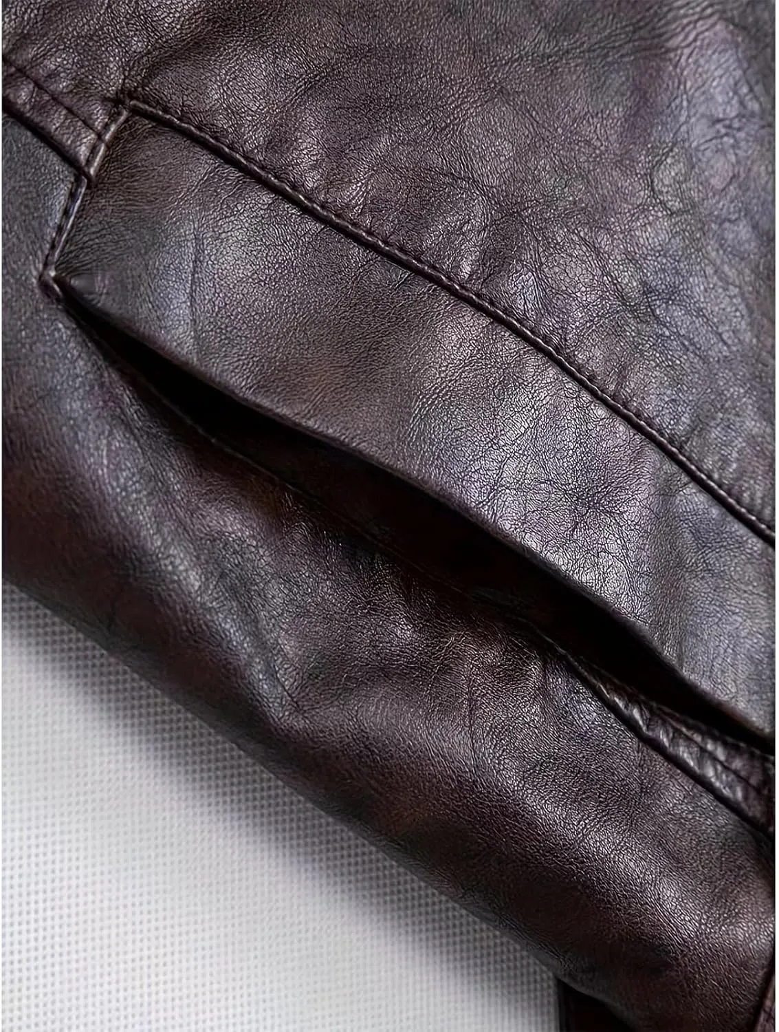 INVACHI Men's Faux Leather Trench Coat Mid-Length PU Motorcycle Jacket with Belt Waterproof Windbreaker