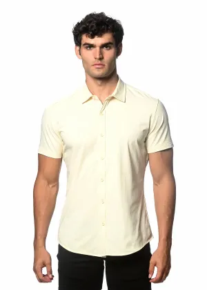 IVORY SOLID COTTON STRETCH KNIT JERSEY SHORT SLEEVE SHIRT ST-963
