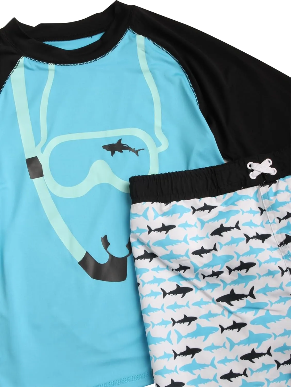 iXtreme Boys Rash Guard Set - 4 Piece UPF 50  Quick Dry Long Sleeve Swim Shirt and Swim Trunks for Boys (Sizes: 5-14)
