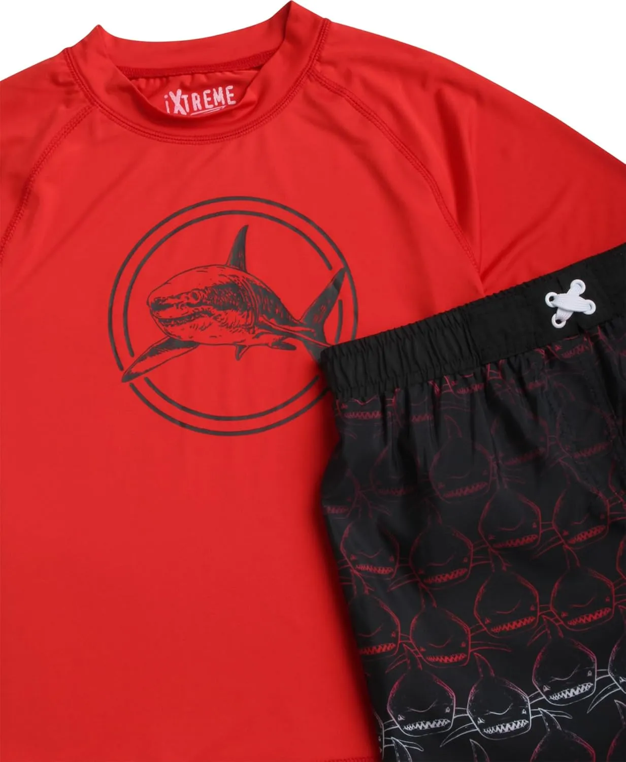 iXtreme Boys Rash Guard Set - 4 Piece UPF 50  Quick Dry Long Sleeve Swim Shirt and Swim Trunks for Boys (Sizes: 5-14)