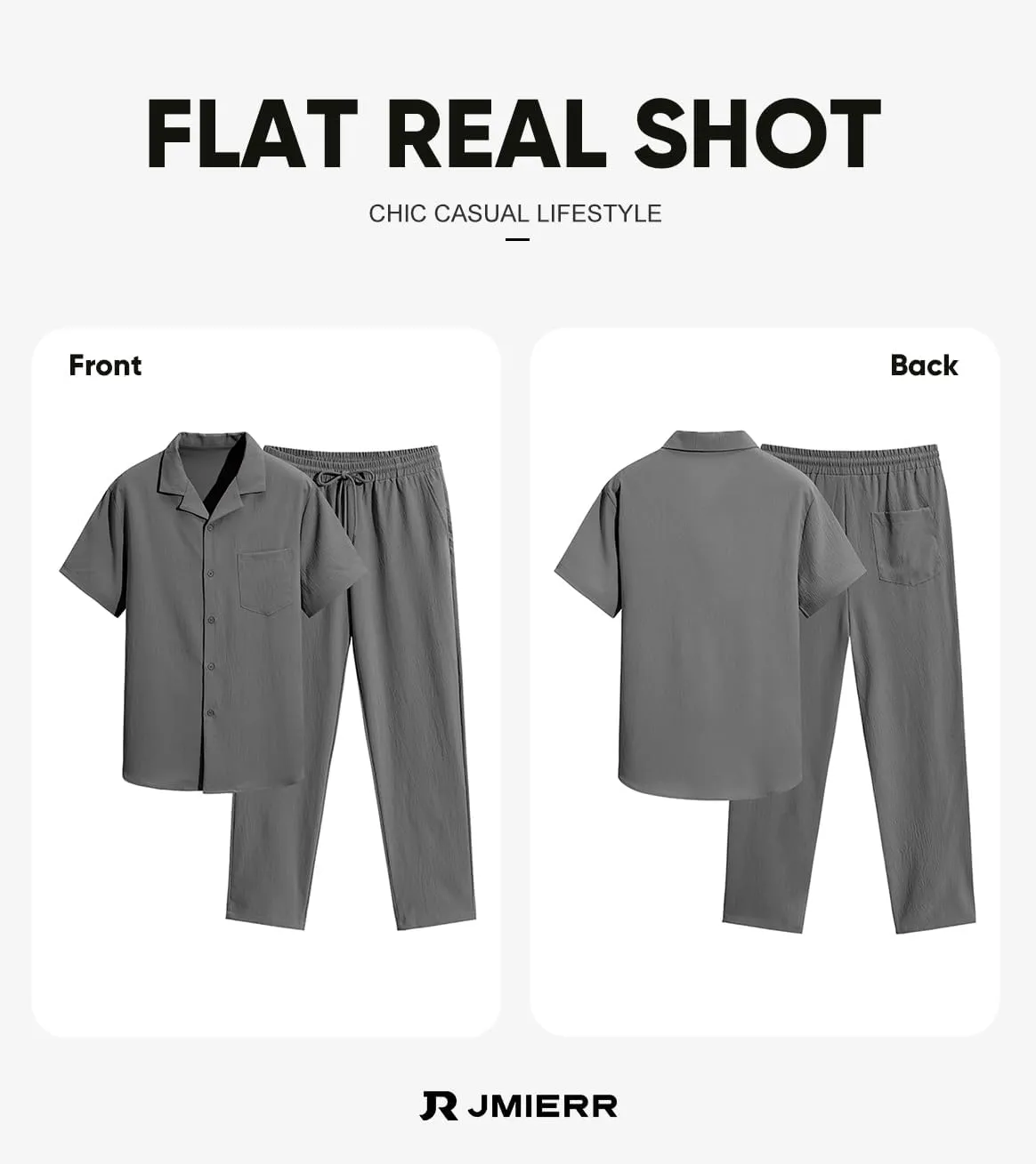 JMIERR Men 2 Piece Beach Vacation Outfit Pants Set Summer Cool Short Sleeve Casual Shirts