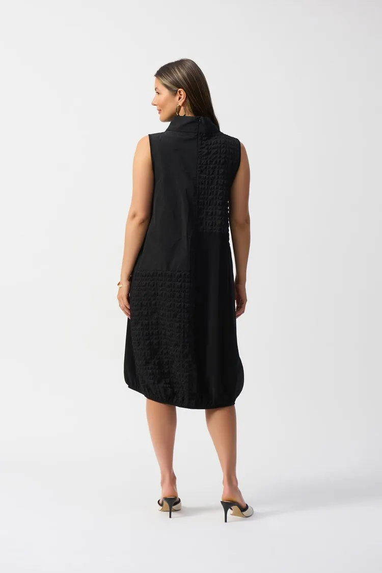 Joseph Ribkoff Black Bubble Jacquard Sleeveless Cocoon Dress