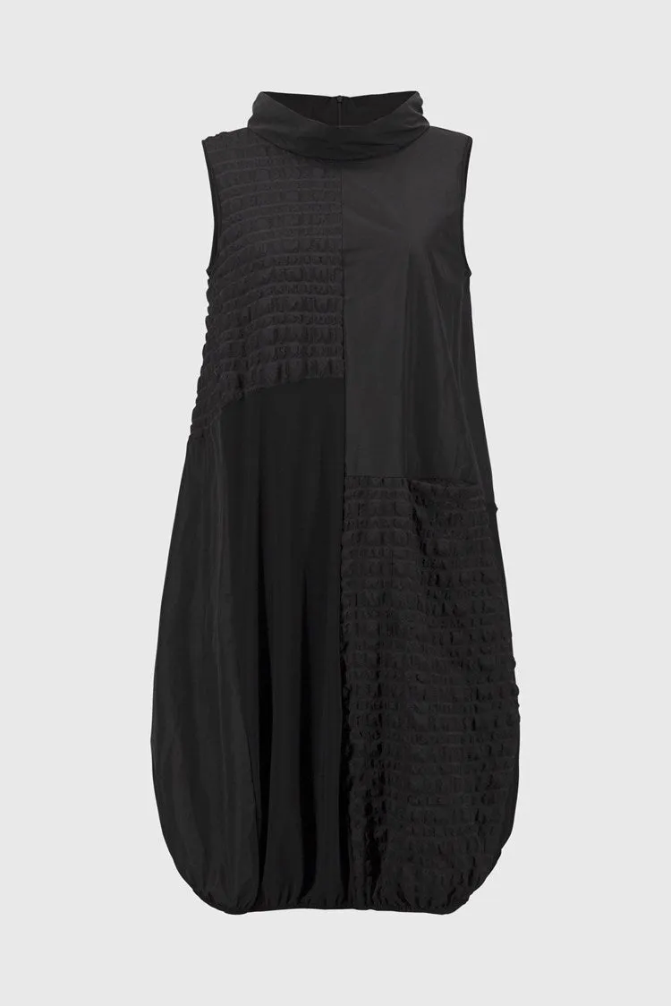Joseph Ribkoff Black Bubble Jacquard Sleeveless Cocoon Dress