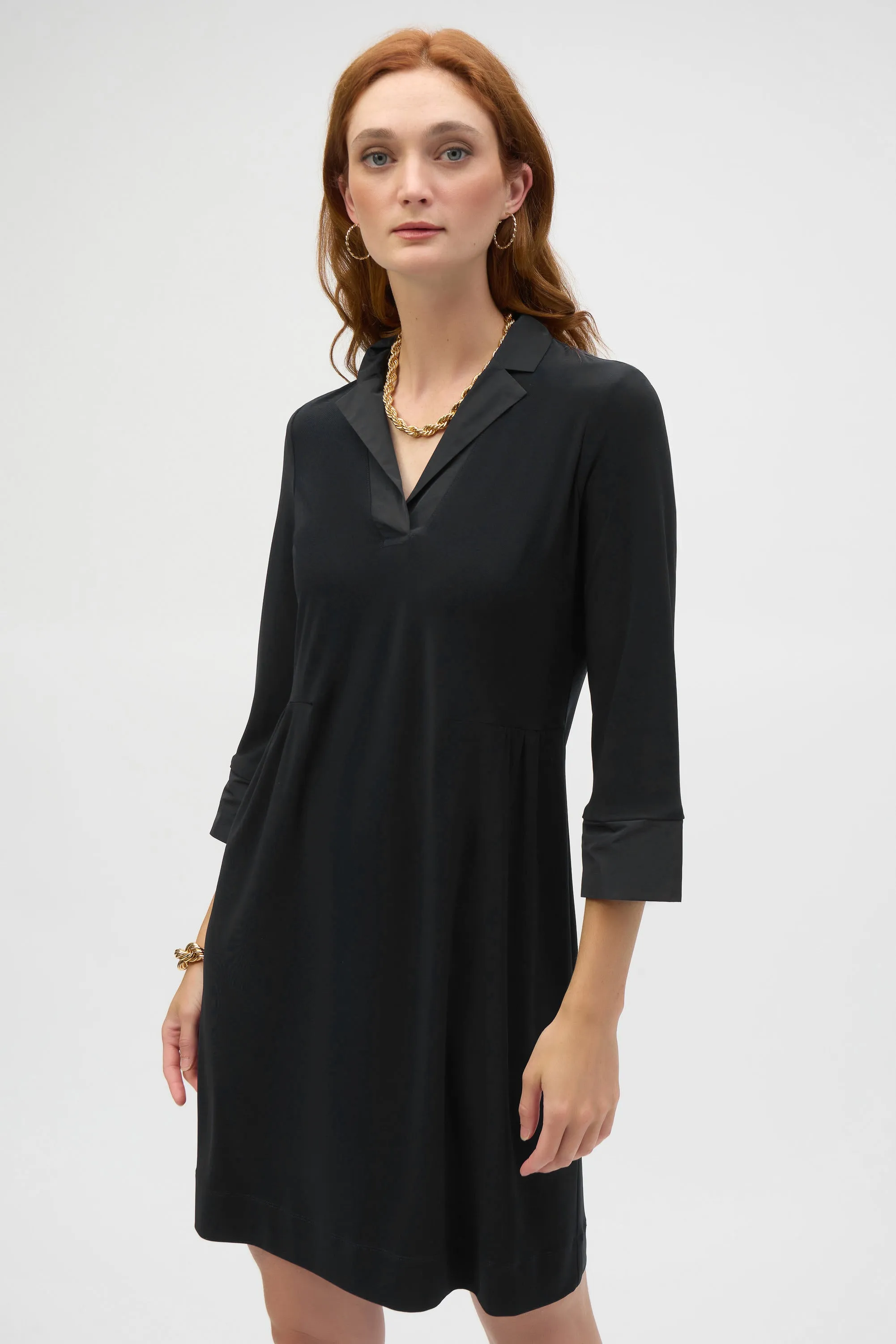 Joseph Ribkoff Black Silky Knit And Memory Trapeze Dress