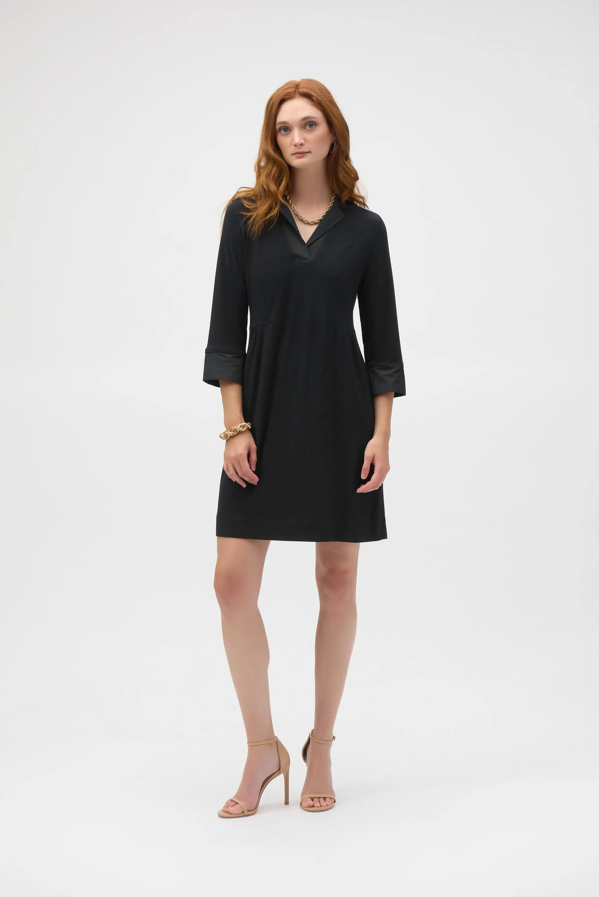 Joseph Ribkoff Black Silky Knit And Memory Trapeze Dress