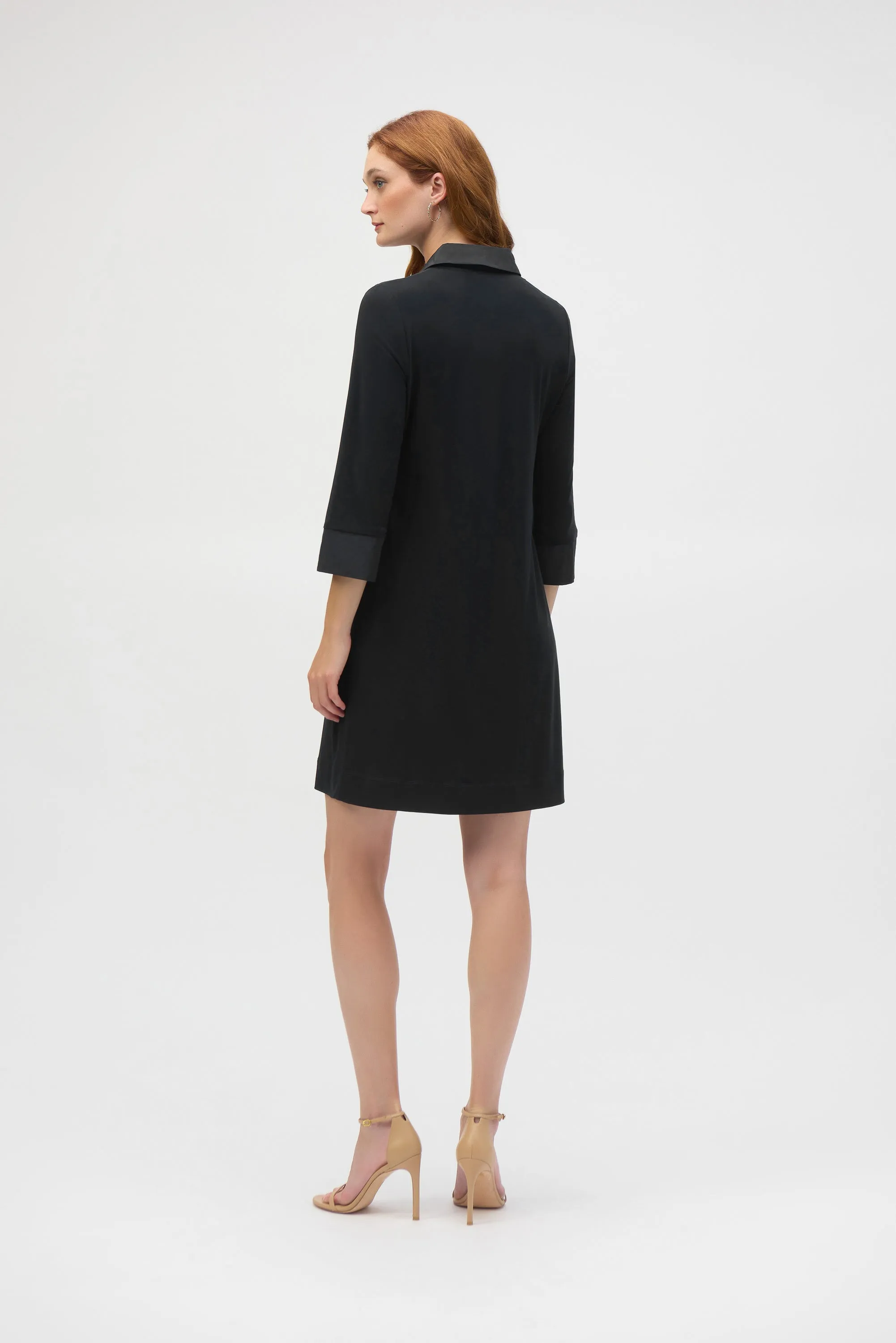 Joseph Ribkoff Black Silky Knit And Memory Trapeze Dress