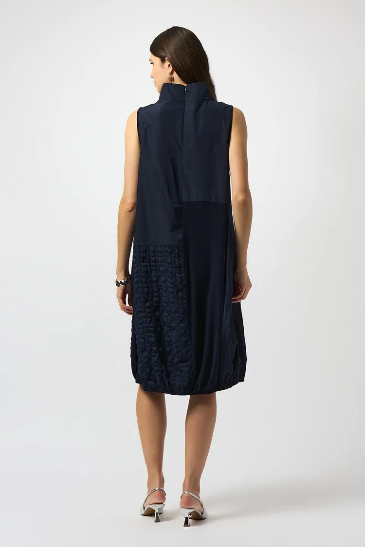 Joseph Ribkoff Midnight Blue Bubble Jacquard Sleeveless Cocoon Dress