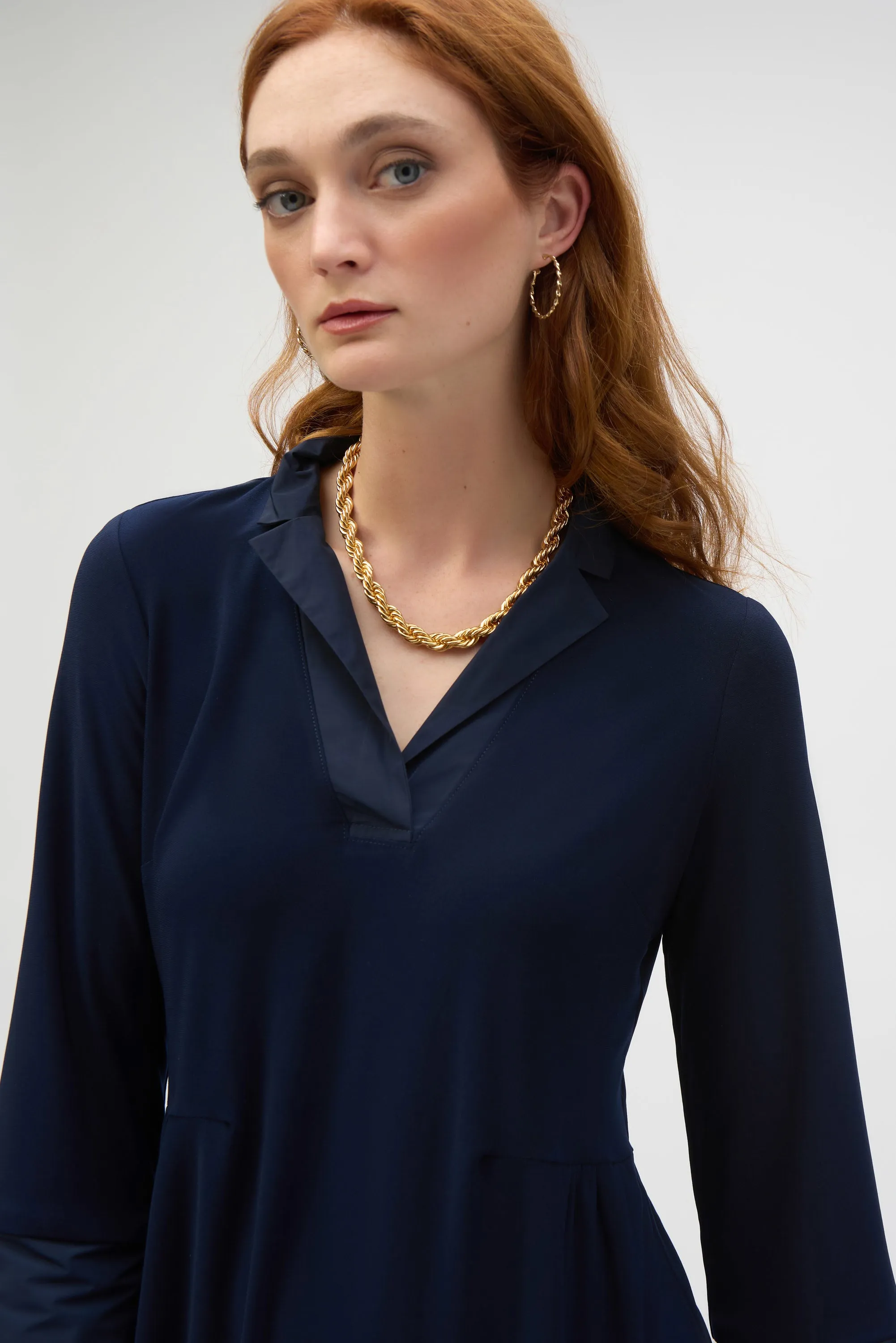 Joseph Ribkoff Midnight Blue Silky Knit And Memory Trapeze Dress