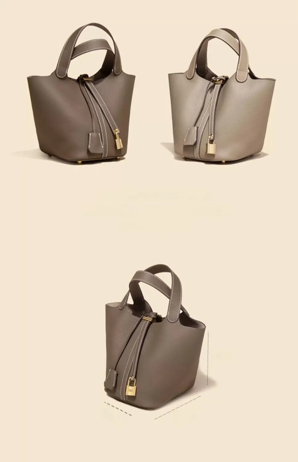 Leather Ladies Fashion Simple Handbag Designer Clutch Tote Bag for Women Ethnic Vintage Small Bucket - Vegetable Basket Bag