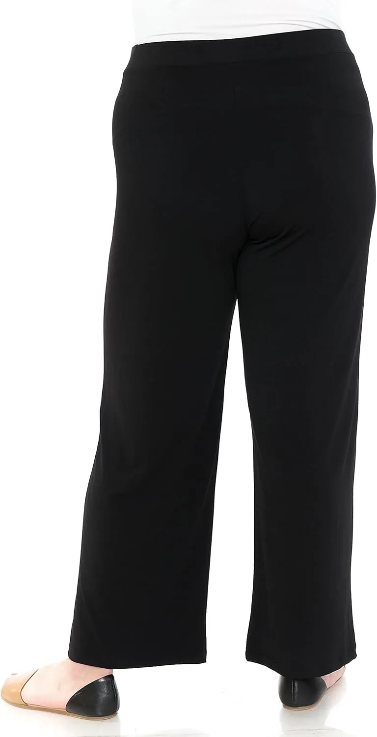 LEEBE Women and Plus Size Pull On ITY Knit Straight Wide Leg Pant (Small-5X)