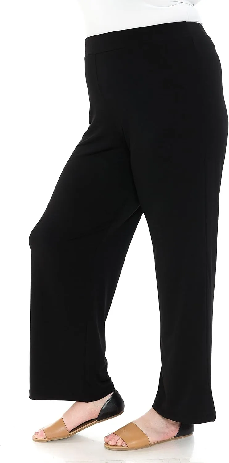 LEEBE Women and Plus Size Pull On ITY Knit Straight Wide Leg Pant (Small-5X)