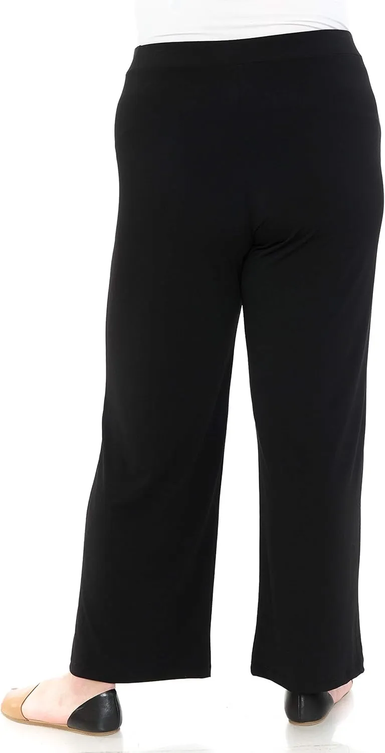 LEEBE Women and Plus Size Pull On ITY Knit Straight Wide Leg Pant (Small-5X)