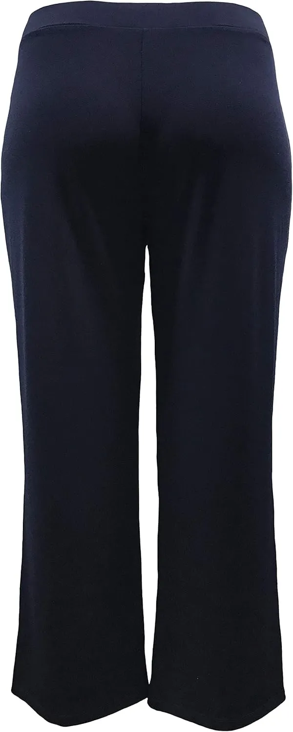 LEEBE Women and Plus Size Pull On ITY Knit Straight Wide Leg Pant (Small-5X)